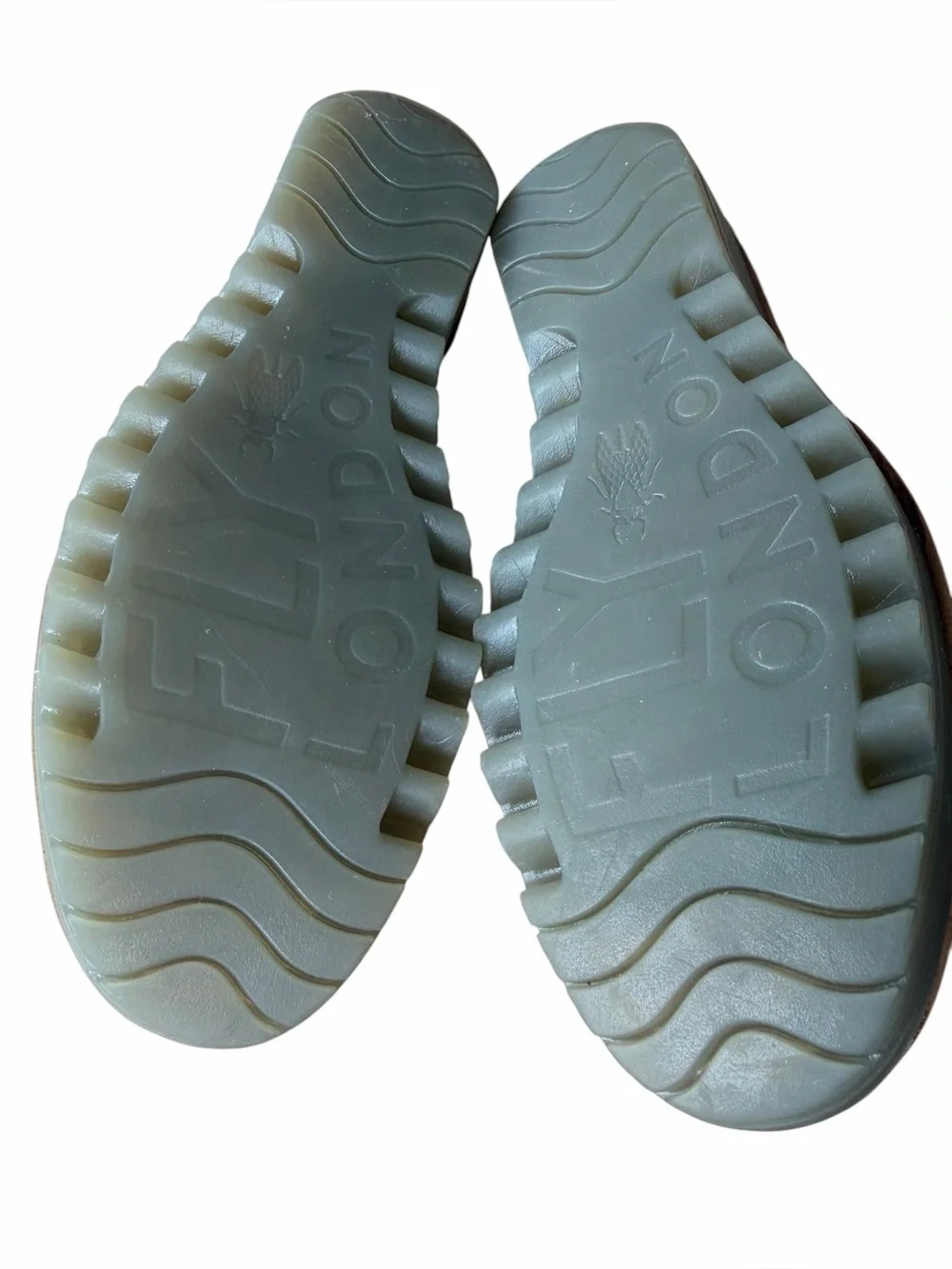 Fly London Tan Brown Perforated Wedge Sandals
